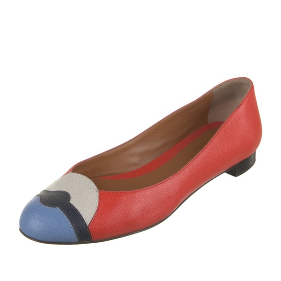 Vintage Fendi Geometric Leather Ballet Flats SZ 36.5 - Picture 2 of 7